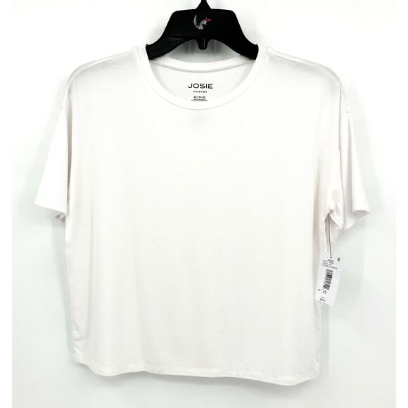 JOSIE NATORI Women's Layering Elements Boxy Tee XS White Stretch Round Neck NWT - Picture 4 of 9